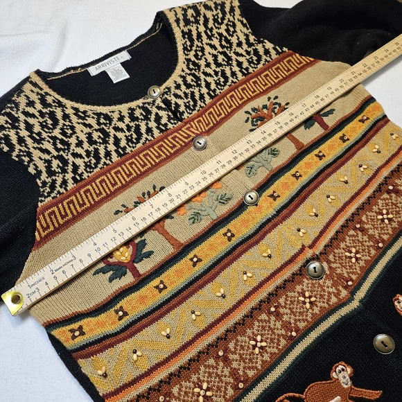 Vintage Cardigan Floral Embroidered Long Sleeve Sweater Size Large Art t… - Picture 5 of 13